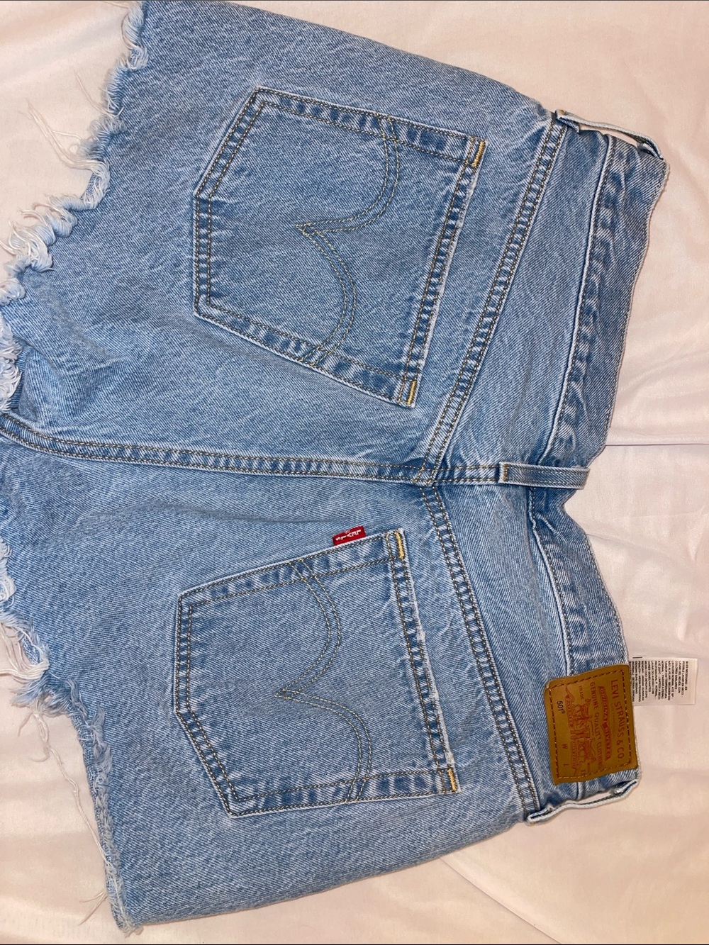 Levi’s 501 Light Blue Distressed Denim Shorts - Women's - Picture 5 of 8